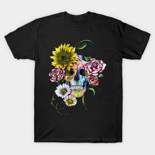 Skull With Flowers T-Shirt